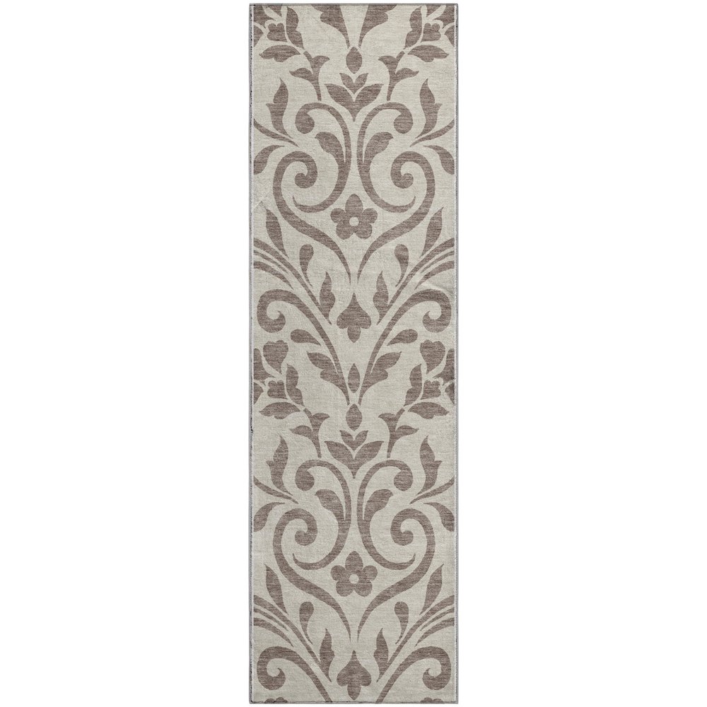 Premium Machine Washable Mayfield AMF875 Taupe 2'3" x 7'6" Runner Rug. Picture 1
