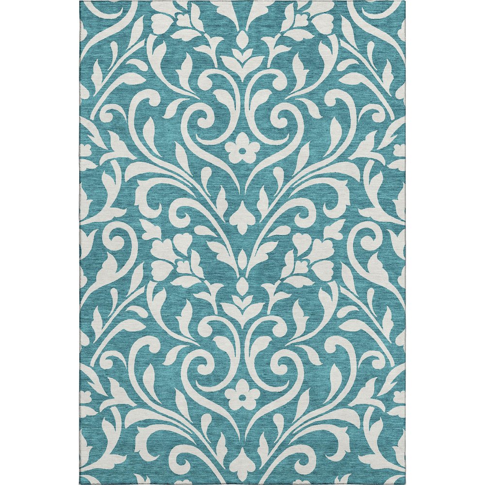 Premium Machine Washable Mayfield AMF875 Teal 2'6" x 3'10" Rug. Picture 1