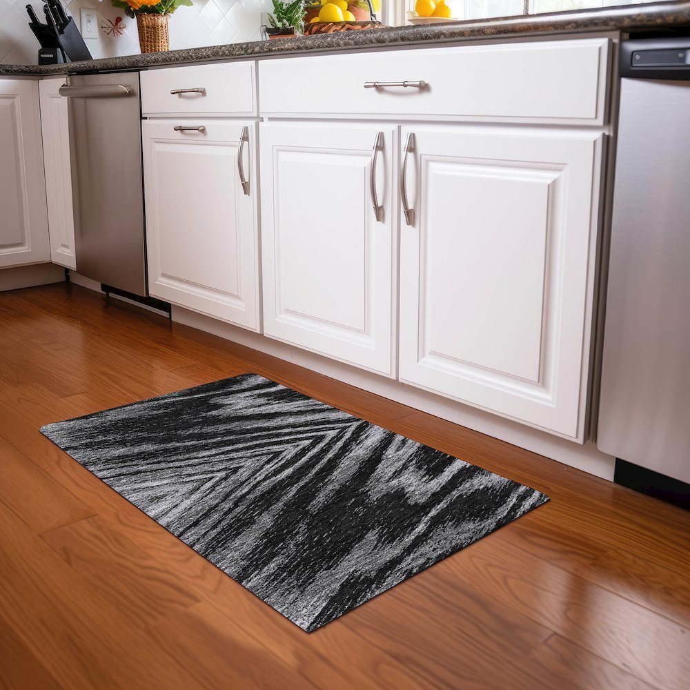 Premium Machine Washable Mayfield AMF876 Black 1'8" x 2'6" Rug. Picture 5