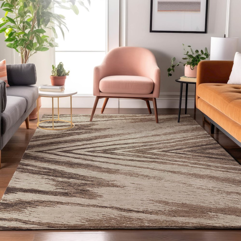 Premium Machine Washable Mayfield AMF876 Brown 2'6" x 3'10" Rug. Picture 5