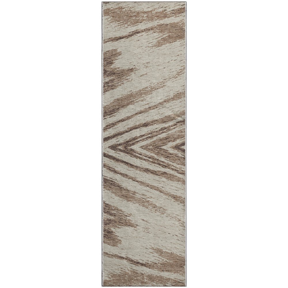 Premium Machine Washable Mayfield AMF876 Brown 2'3" x 7'6" Runner Rug. Picture 1