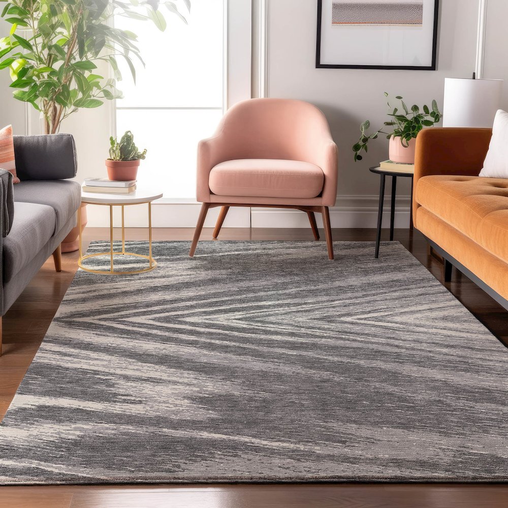 Premium Machine Washable Mayfield AMF876 Gray 2'6" x 3'10" Rug. Picture 5