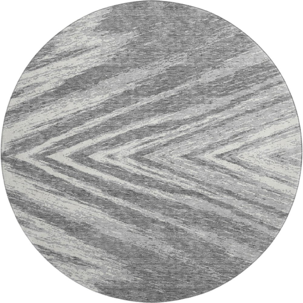 Premium Machine Washable Mayfield AMF876 Gray 8' x 8' Round Rug. Picture 1