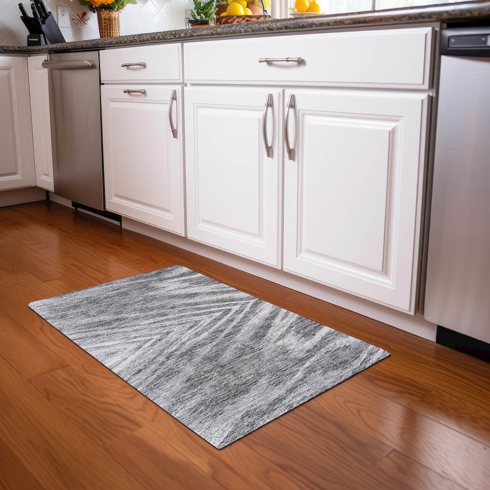 Premium Machine Washable Mayfield AMF876 Gray 1'8" x 2'6" Rug. Picture 5