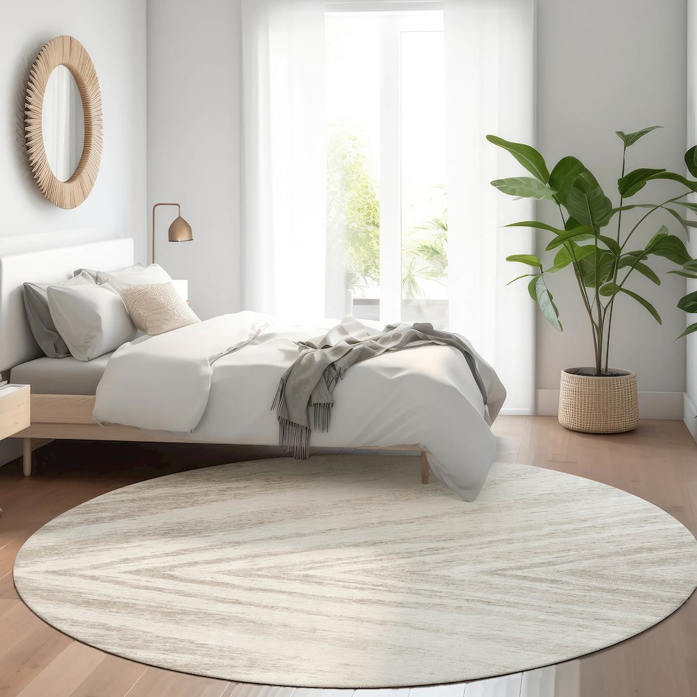 Premium Machine Washable Mayfield AMF876 Ivory 8' x 8' Round Rug. Picture 5