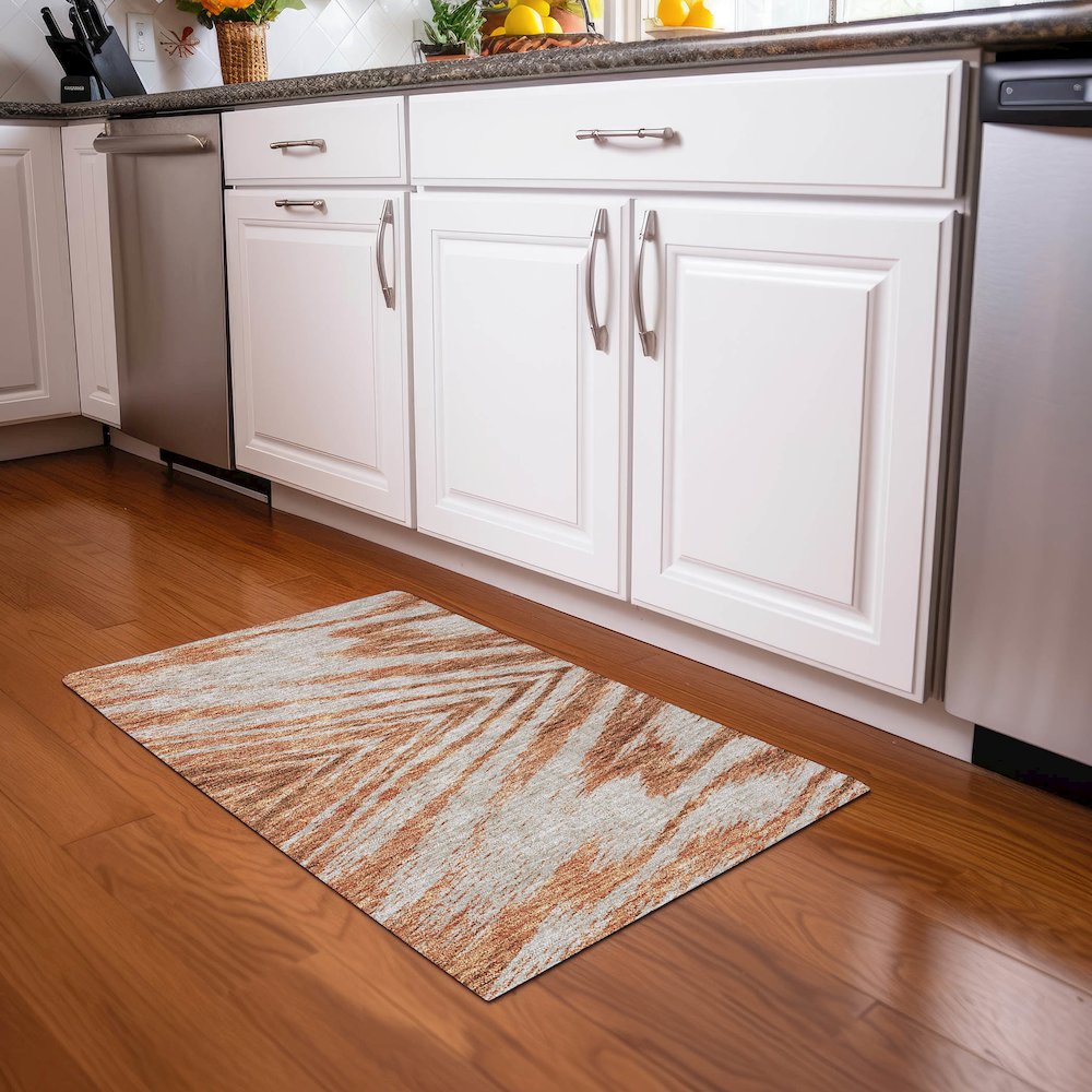 Premium Machine Washable Mayfield AMF876 Paprika 1'8" x 2'6" Rug. Picture 5