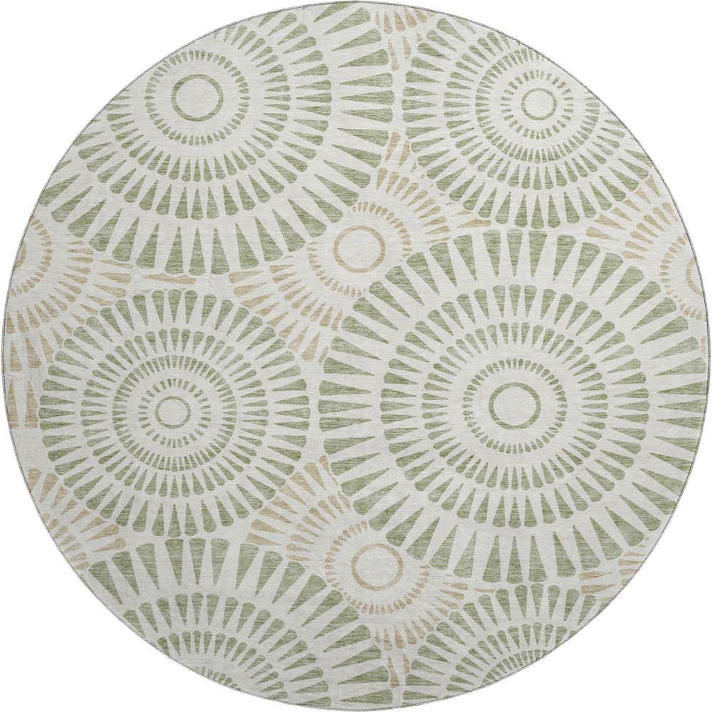 Premium Machine Washable Mayfield AMF877 Aloe 8' x 8' Round Rug. Picture 1