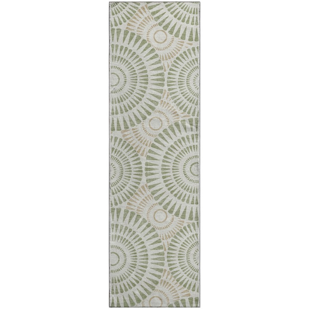 Premium Machine Washable Mayfield AMF877 Aloe 2'3" x 7'6" Runner Rug. Picture 1