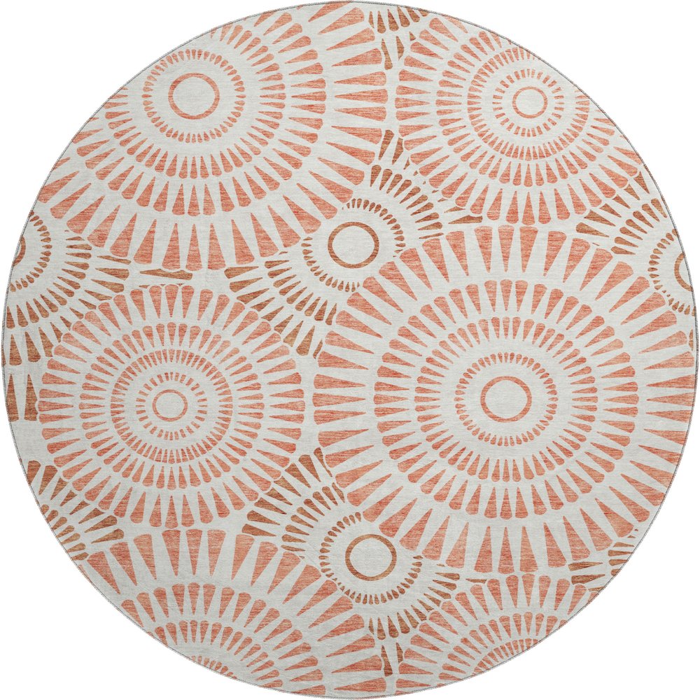 Premium Machine Washable Mayfield AMF877 Coral 8' x 8' Round Rug. Picture 1