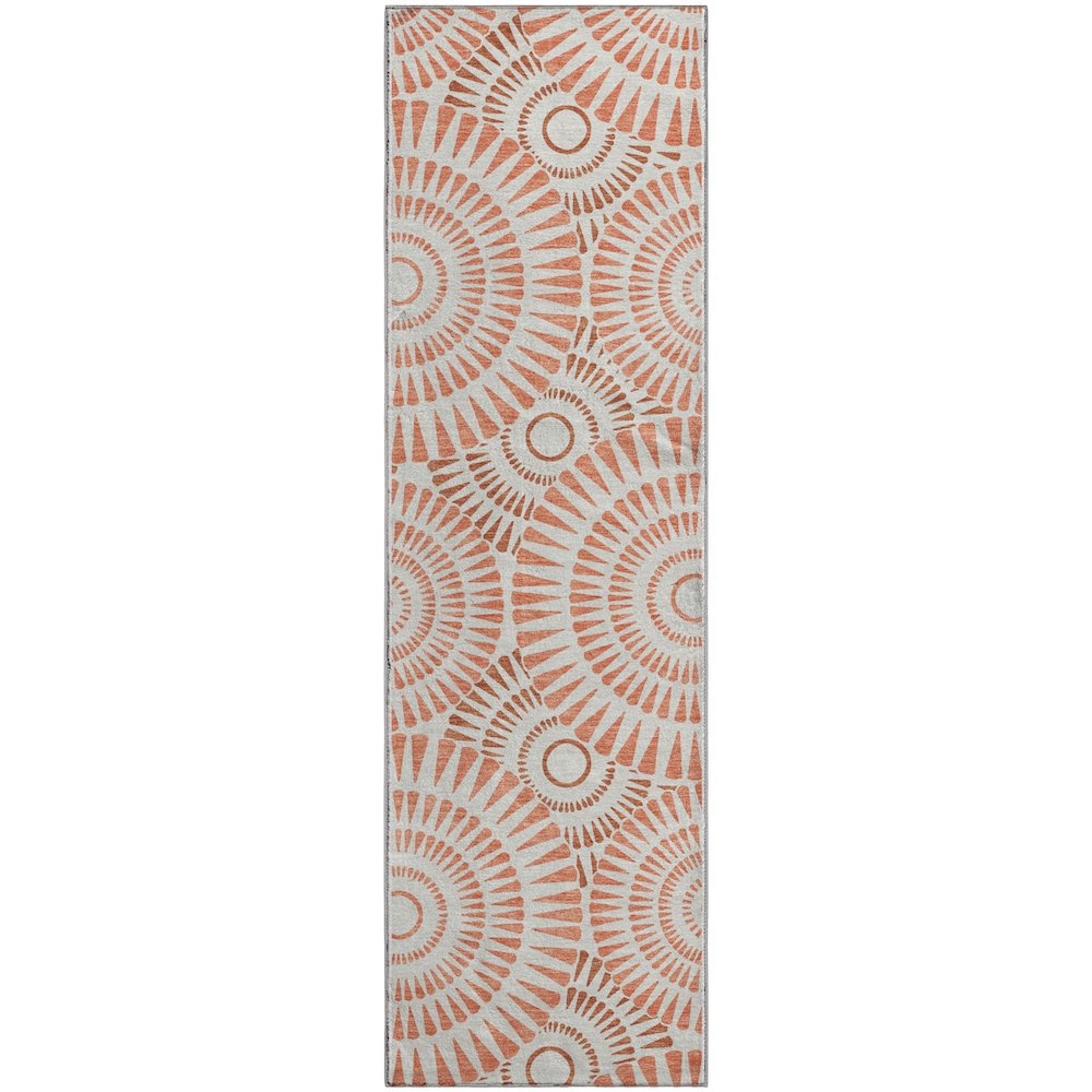 Premium Machine Washable Mayfield AMF877 Coral 2'3" x 7'6" Runner Rug. Picture 1