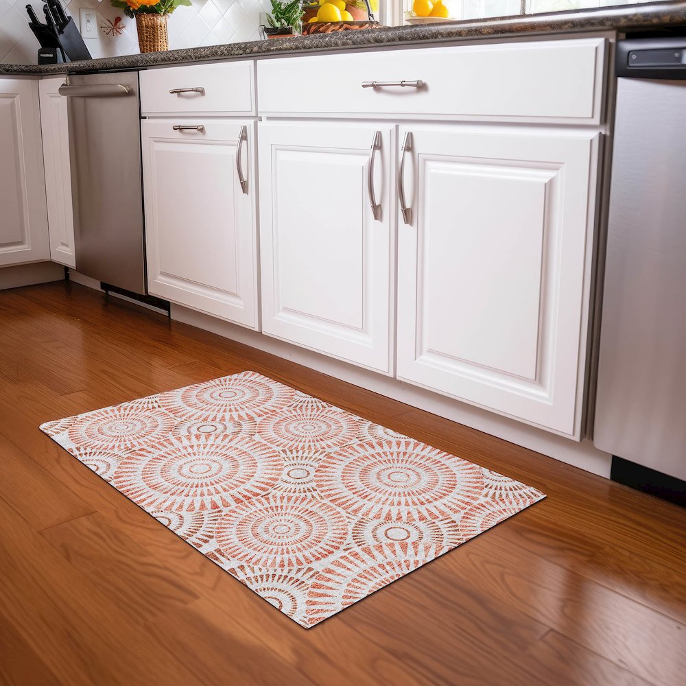 Premium Machine Washable Mayfield AMF877 Coral 1'8" x 2'6" Rug. Picture 5