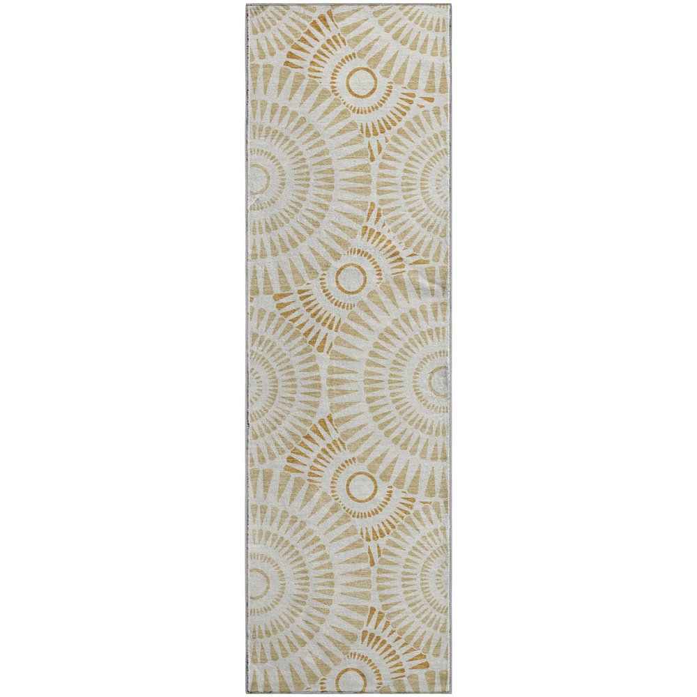 Premium Machine Washable Mayfield AMF877 Gold 2'3" x 7'6" Runner Rug. Picture 1