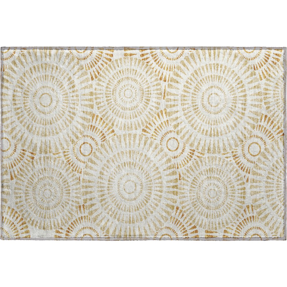 Premium Machine Washable Mayfield AMF877 Gold 1'8" x 2'6" Rug. Picture 1
