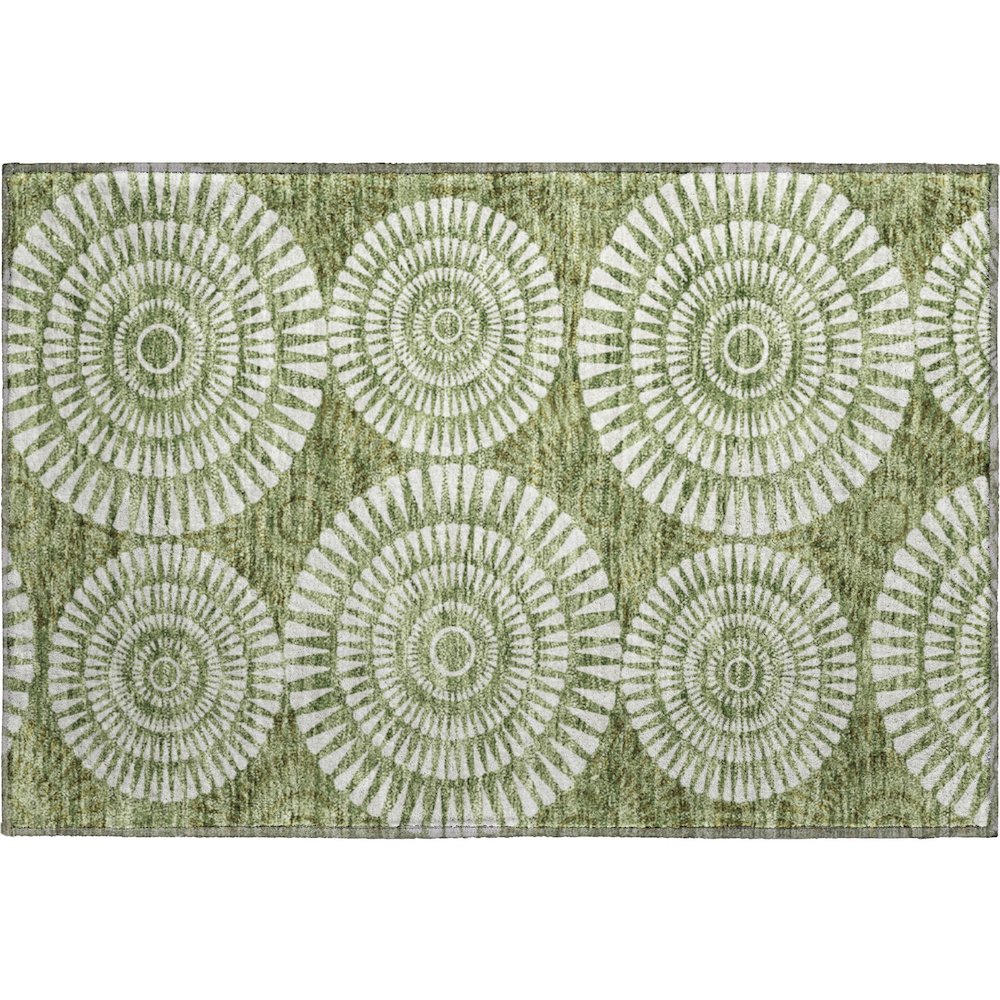 Premium Machine Washable Mayfield AMF877 Green 1'8" x 2'6" Rug. Picture 1