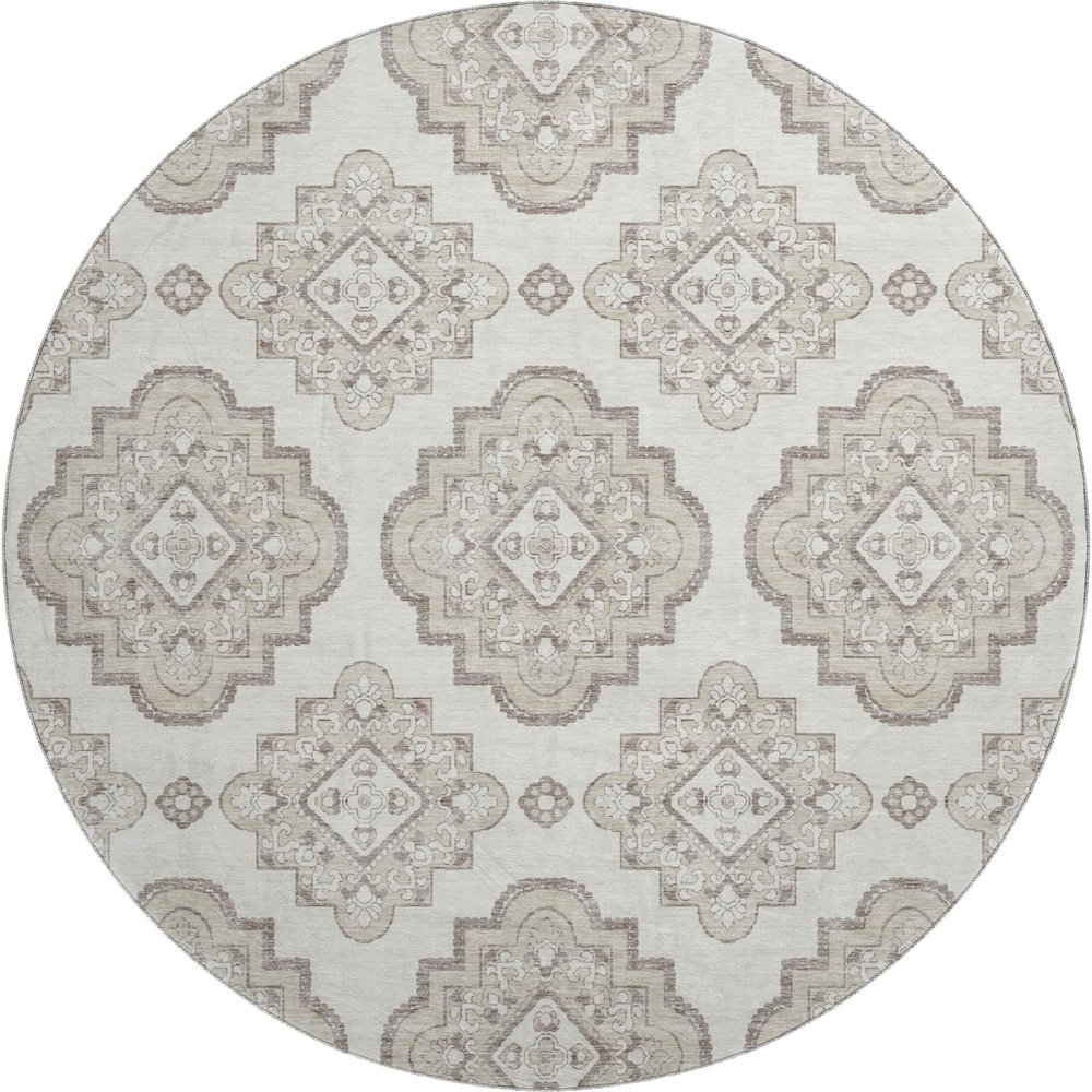 Premium Machine Washable Mayfield AMF878 Ivory 8' x 8' Round Rug. Picture 1