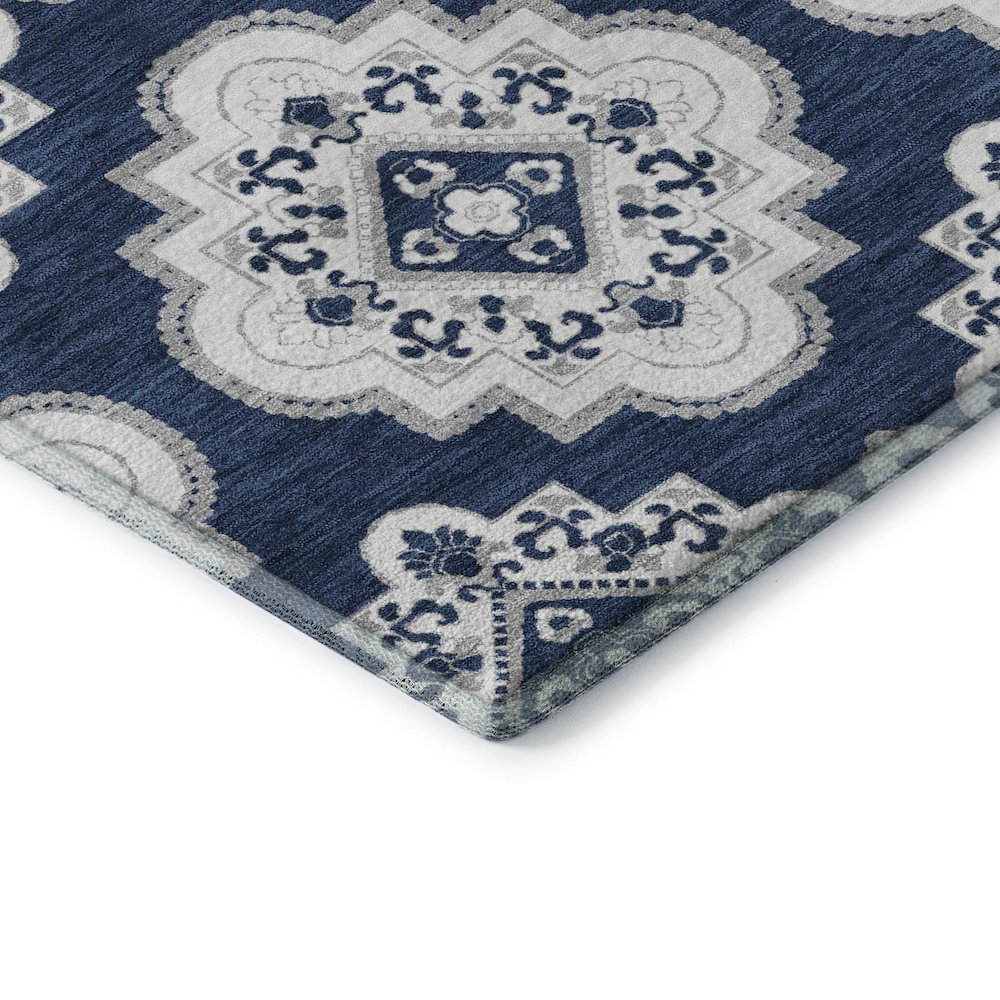 Premium Machine Washable Mayfield AMF878 Navy 1'8" x 2'6" Rug. Picture 3