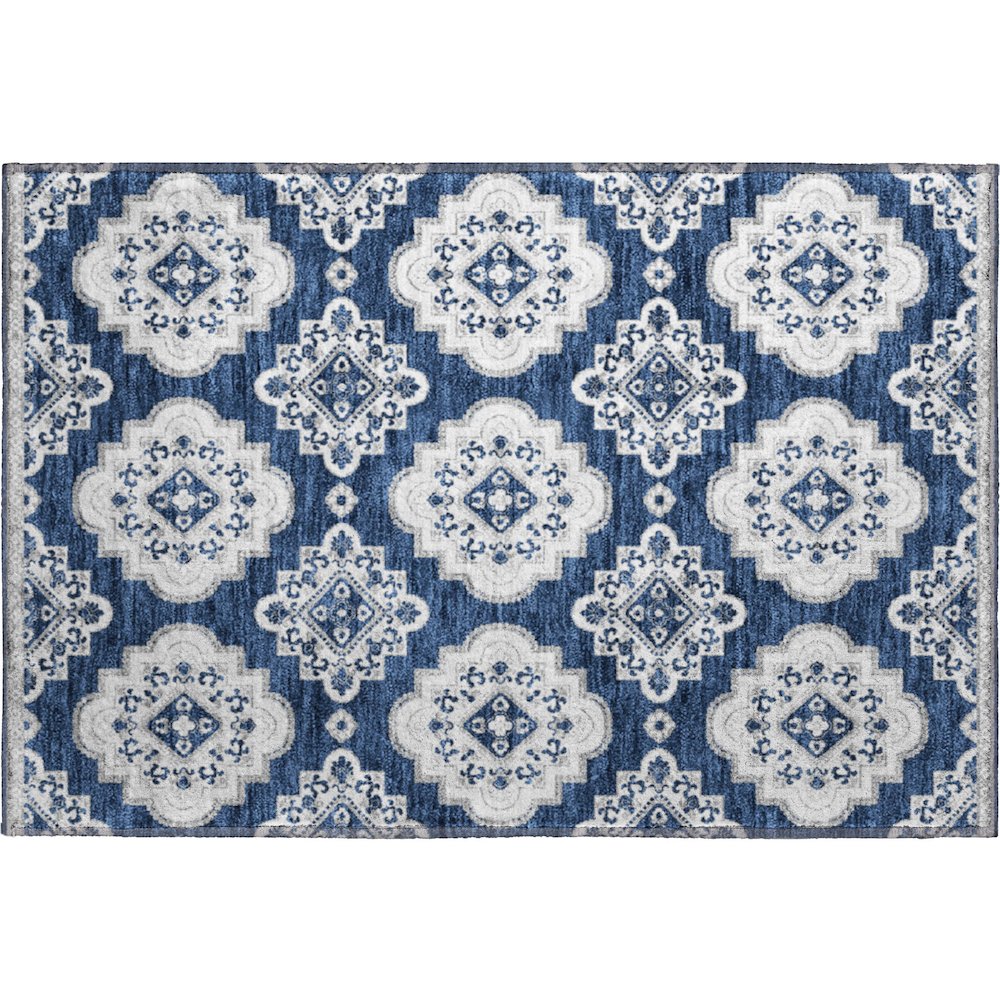 Premium Machine Washable Mayfield AMF878 Navy 1'8" x 2'6" Rug. Picture 1