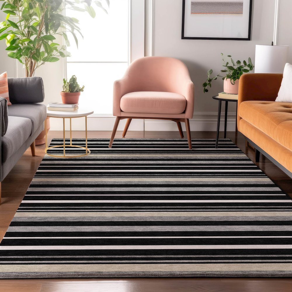 Premium Machine Washable Mayfield AMF879 Black 2'6" x 3'10" Rug. Picture 5
