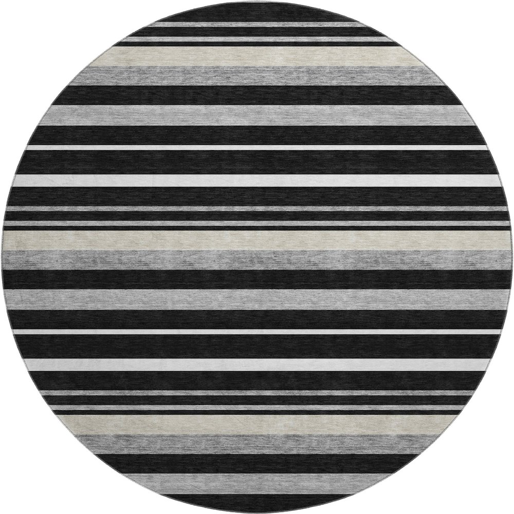 Premium Machine Washable Mayfield AMF879 Black 8' x 8' Round Rug. Picture 1
