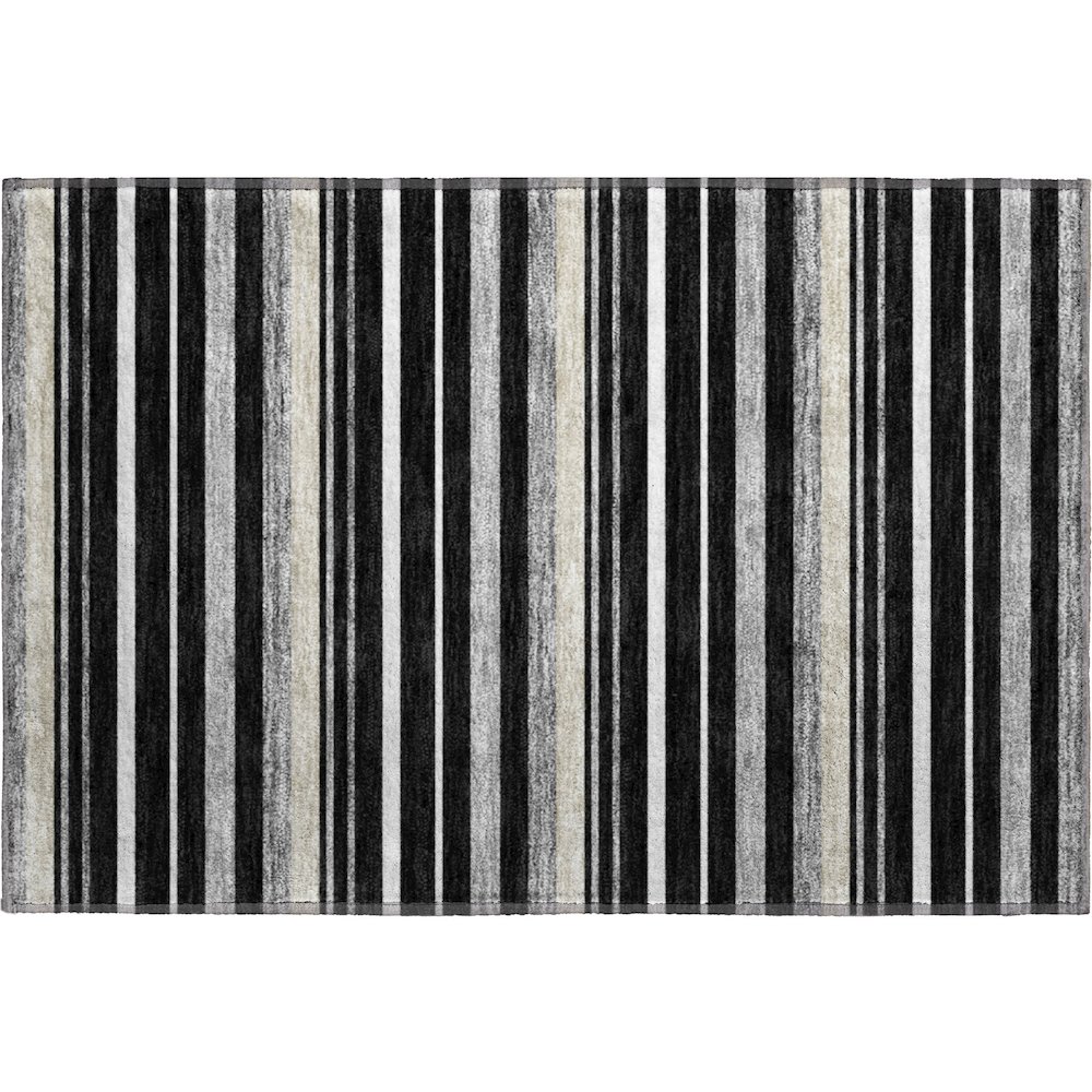 Premium Machine Washable Mayfield AMF879 Black 1'8" x 2'6" Rug. Picture 1