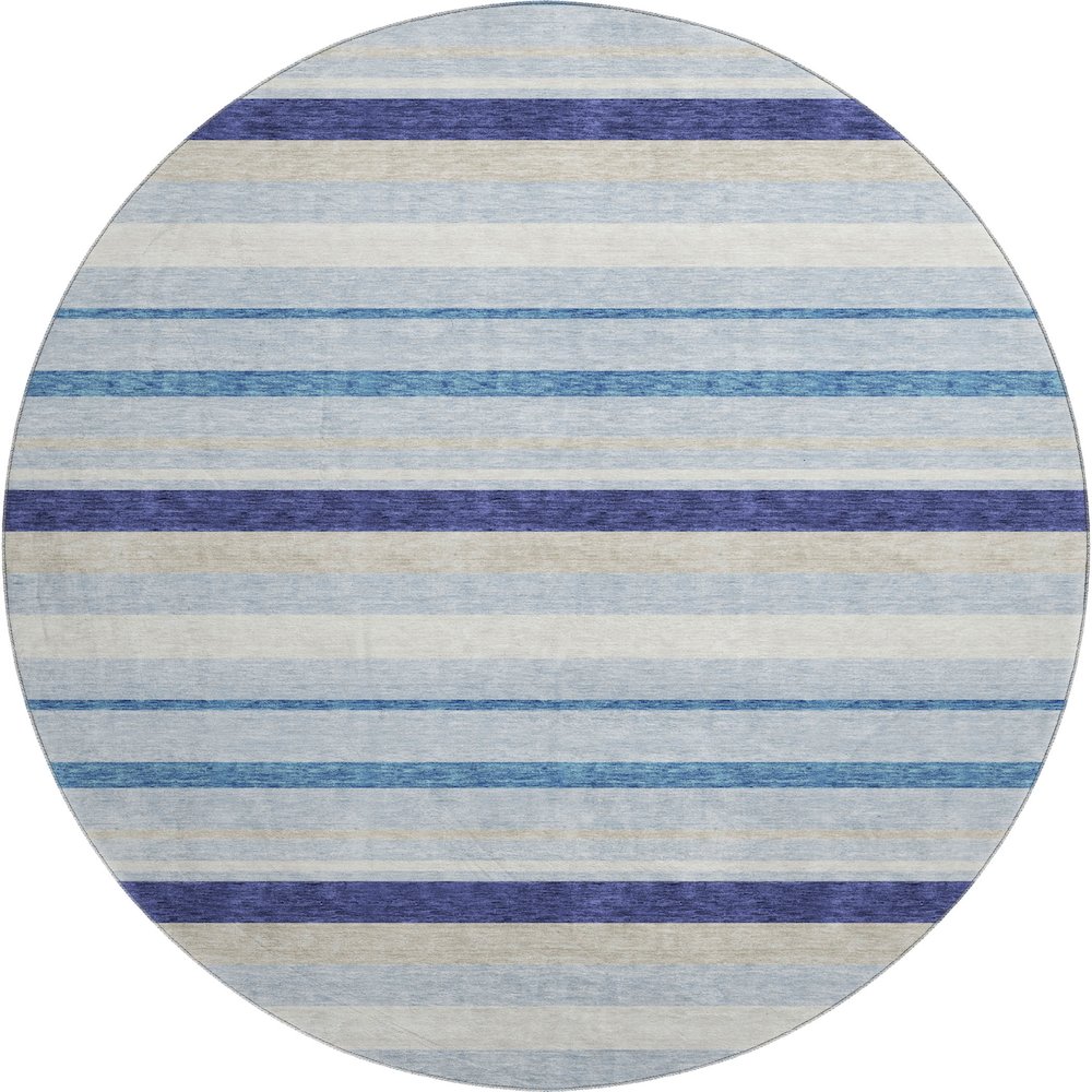 Premium Machine Washable Mayfield AMF879 Blue 8' x 8' Round Rug. Picture 1