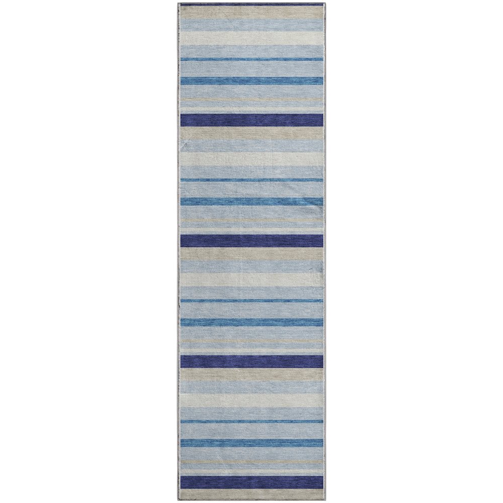 Premium Machine Washable Mayfield AMF879 Blue 2'3" x 7'6" Runner Rug. Picture 1