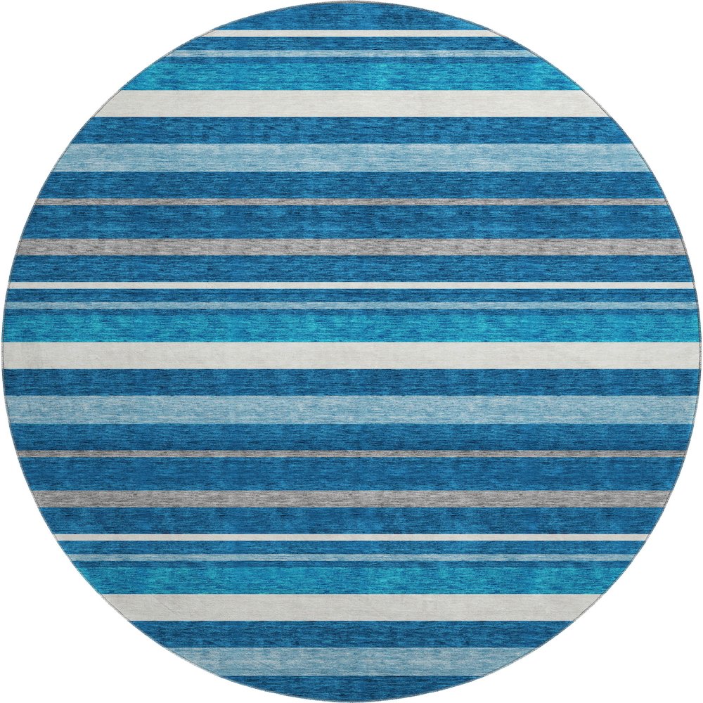 Premium Machine Washable Mayfield AMF879 Denim 8' x 8' Round Rug. Picture 1