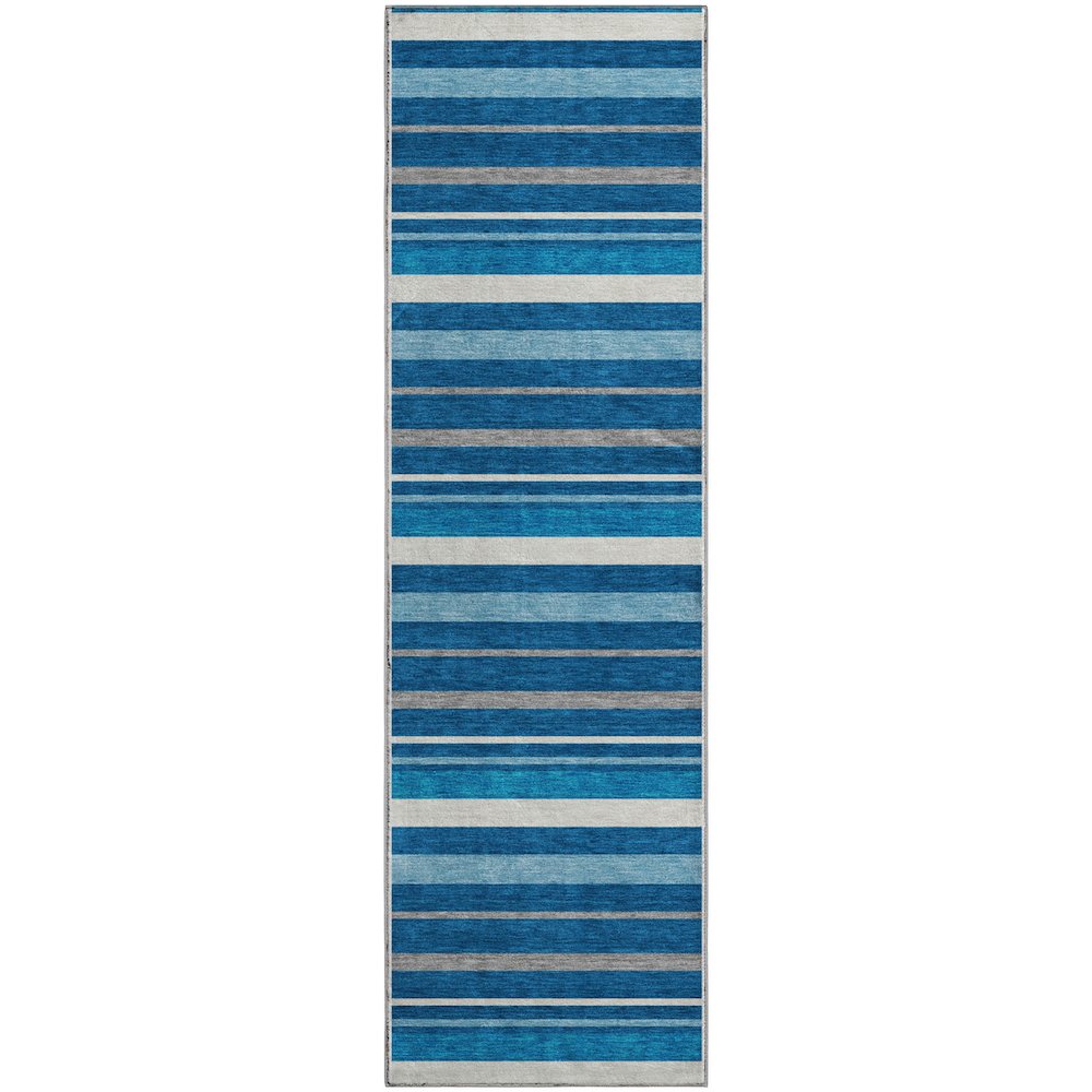 Premium Machine Washable Mayfield AMF879 Denim 2'3" x 7'6" Runner Rug. Picture 1