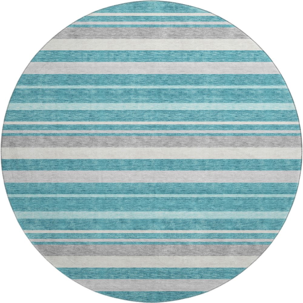 Premium Machine Washable Mayfield AMF879 Teal 8' x 8' Round Rug. Picture 1