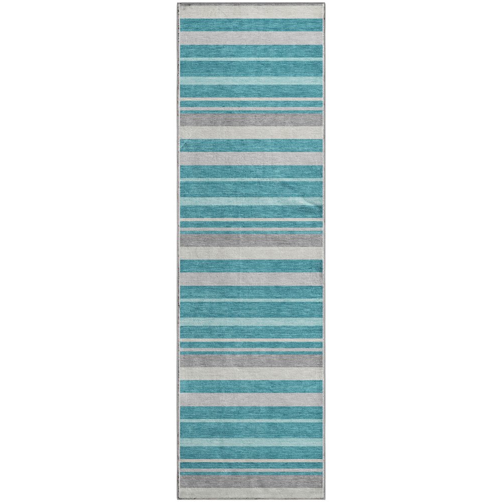 Premium Machine Washable Mayfield AMF879 Teal 2'3" x 7'6" Runner Rug. Picture 1