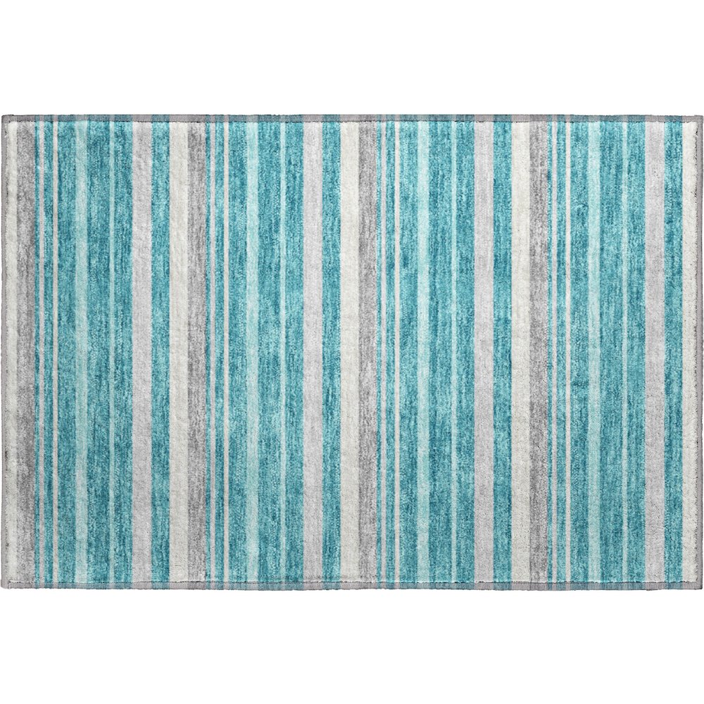 Premium Machine Washable Mayfield AMF879 Teal 1'8" x 2'6" Rug. Picture 1