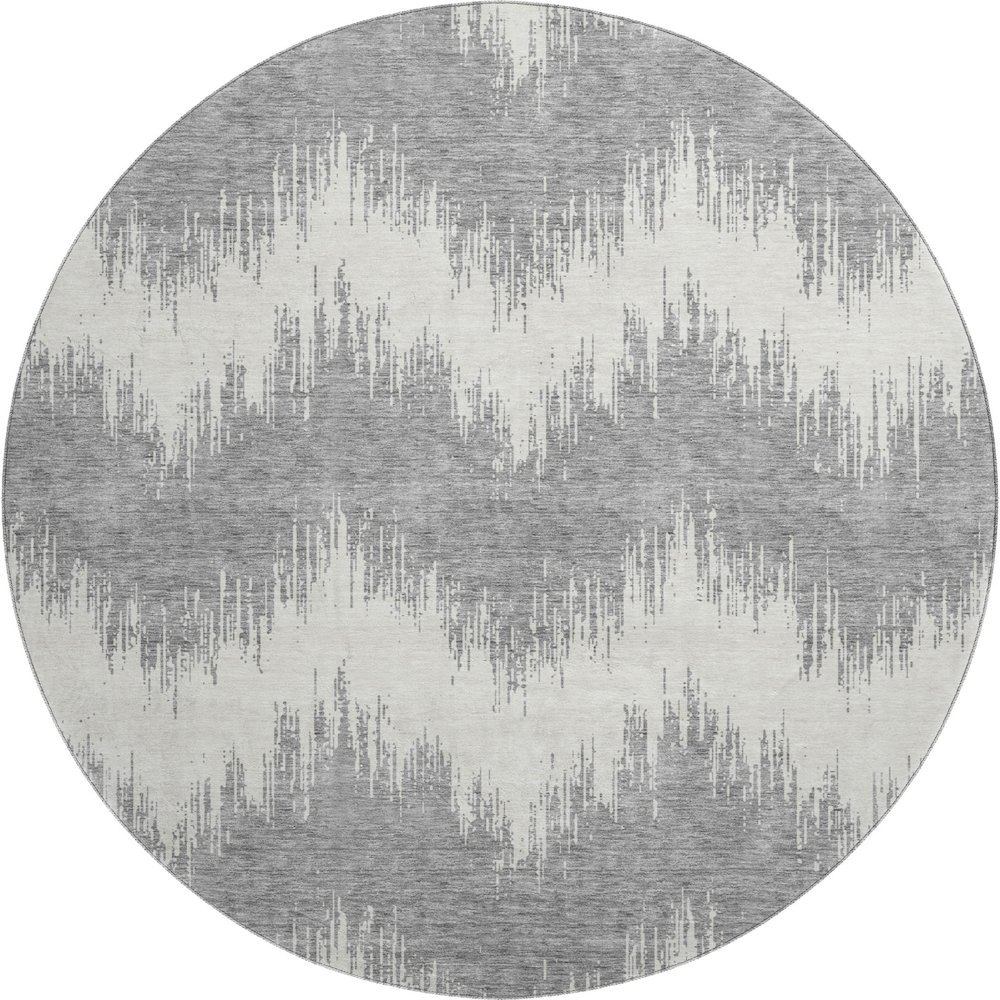 Premium Machine Washable Mayfield AMF880 Gray 8' x 8' Round Rug. Picture 1
