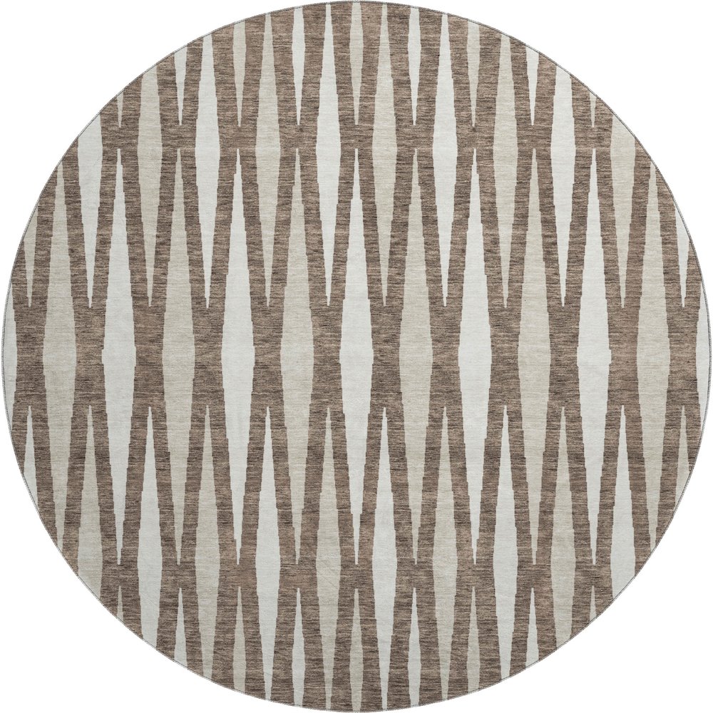 Premium Machine Washable Mayfield AMF881 Brown 8' x 8' Round Rug. Picture 1