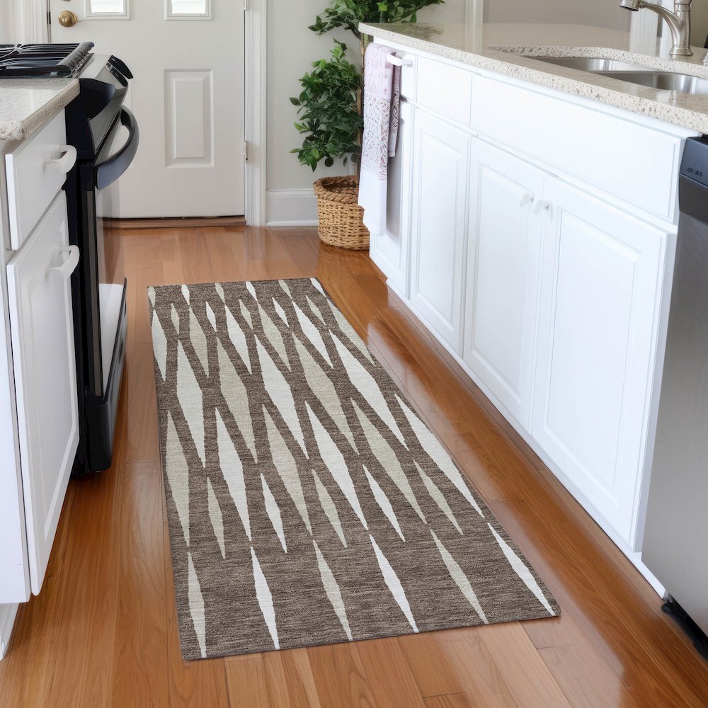 Premium Machine Washable Mayfield AMF881 Brown 2'3" x 7'6" Runner Rug. Picture 5