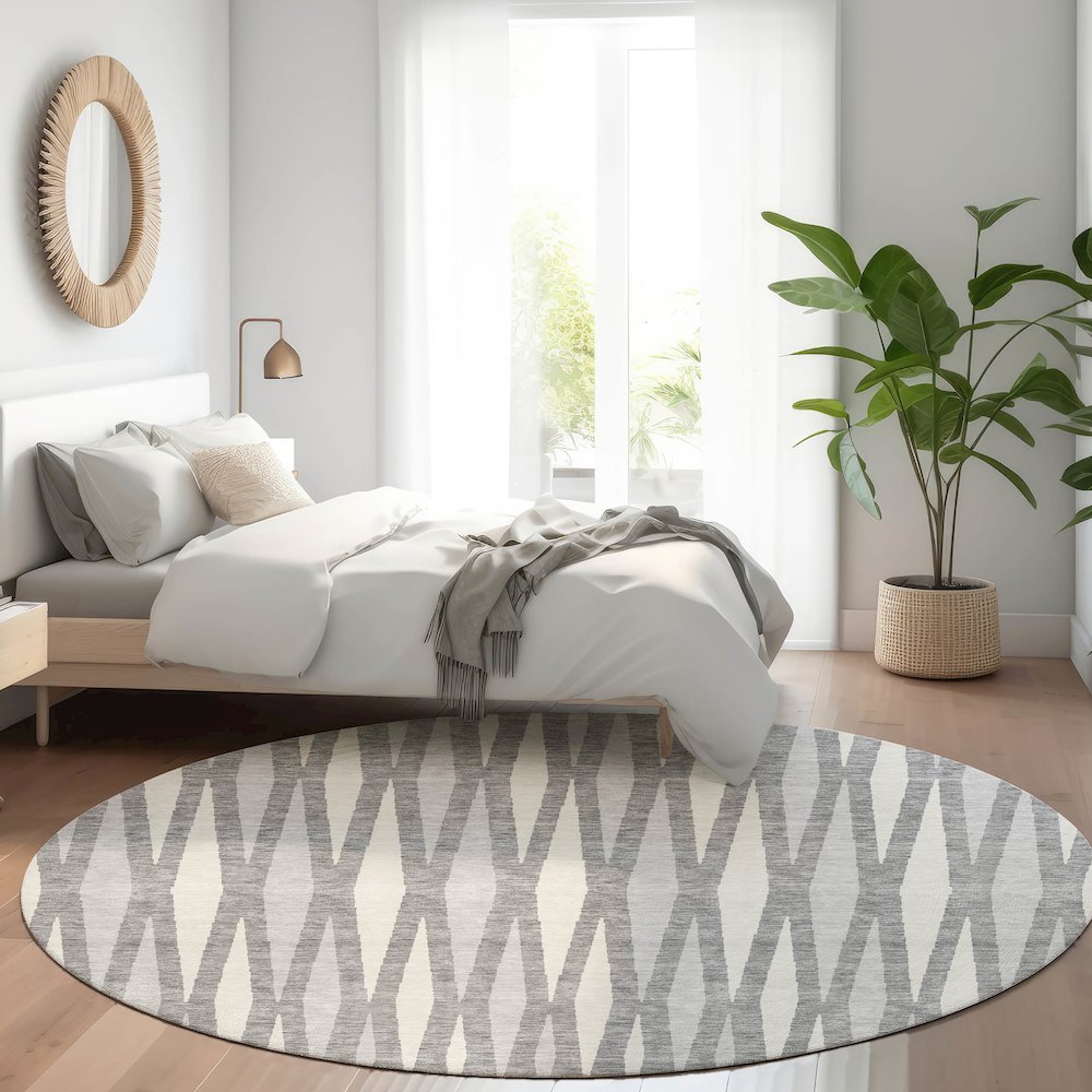 Premium Machine Washable Mayfield AMF881 Gray 8' x 8' Round Rug. Picture 5