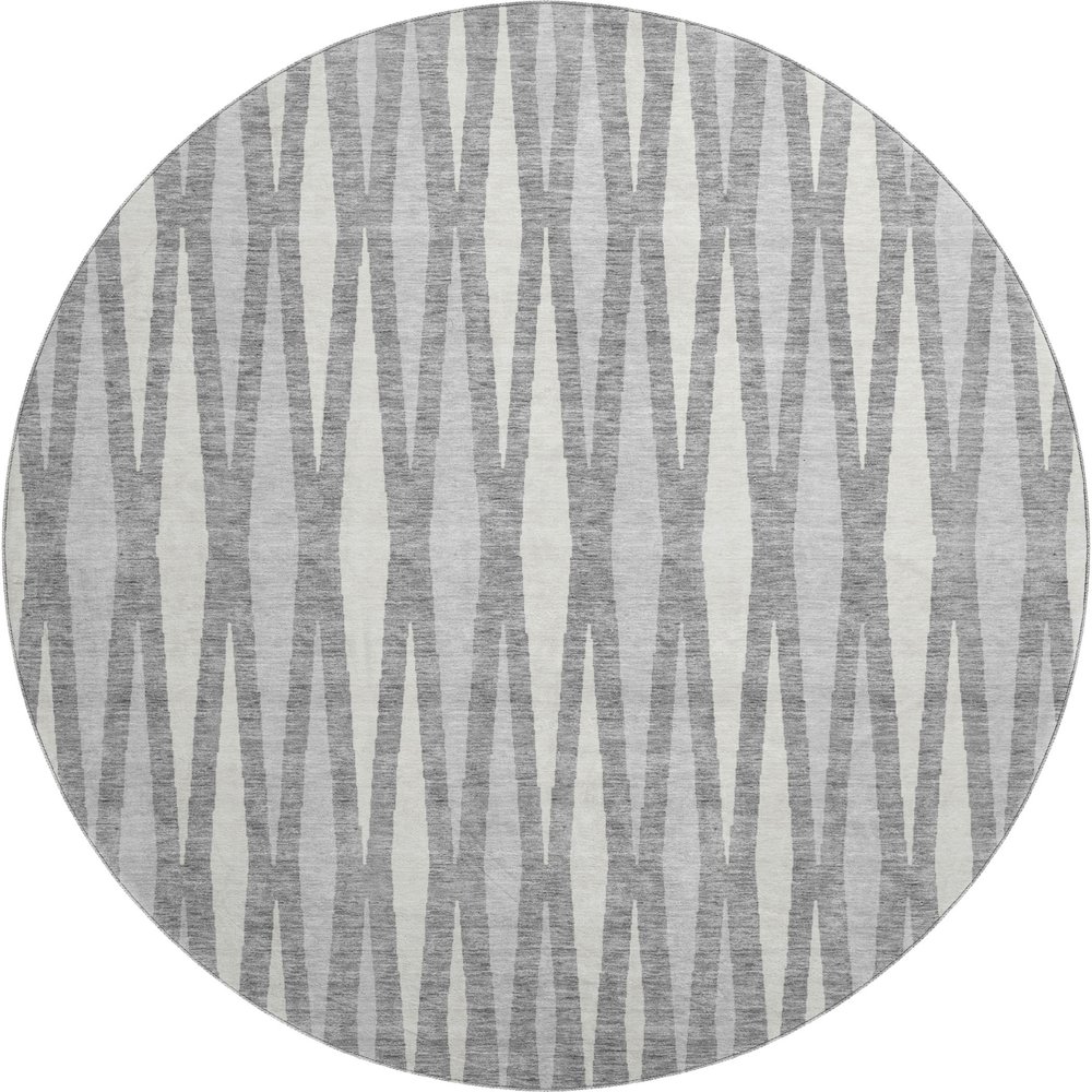 Premium Machine Washable Mayfield AMF881 Gray 8' x 8' Round Rug. Picture 1