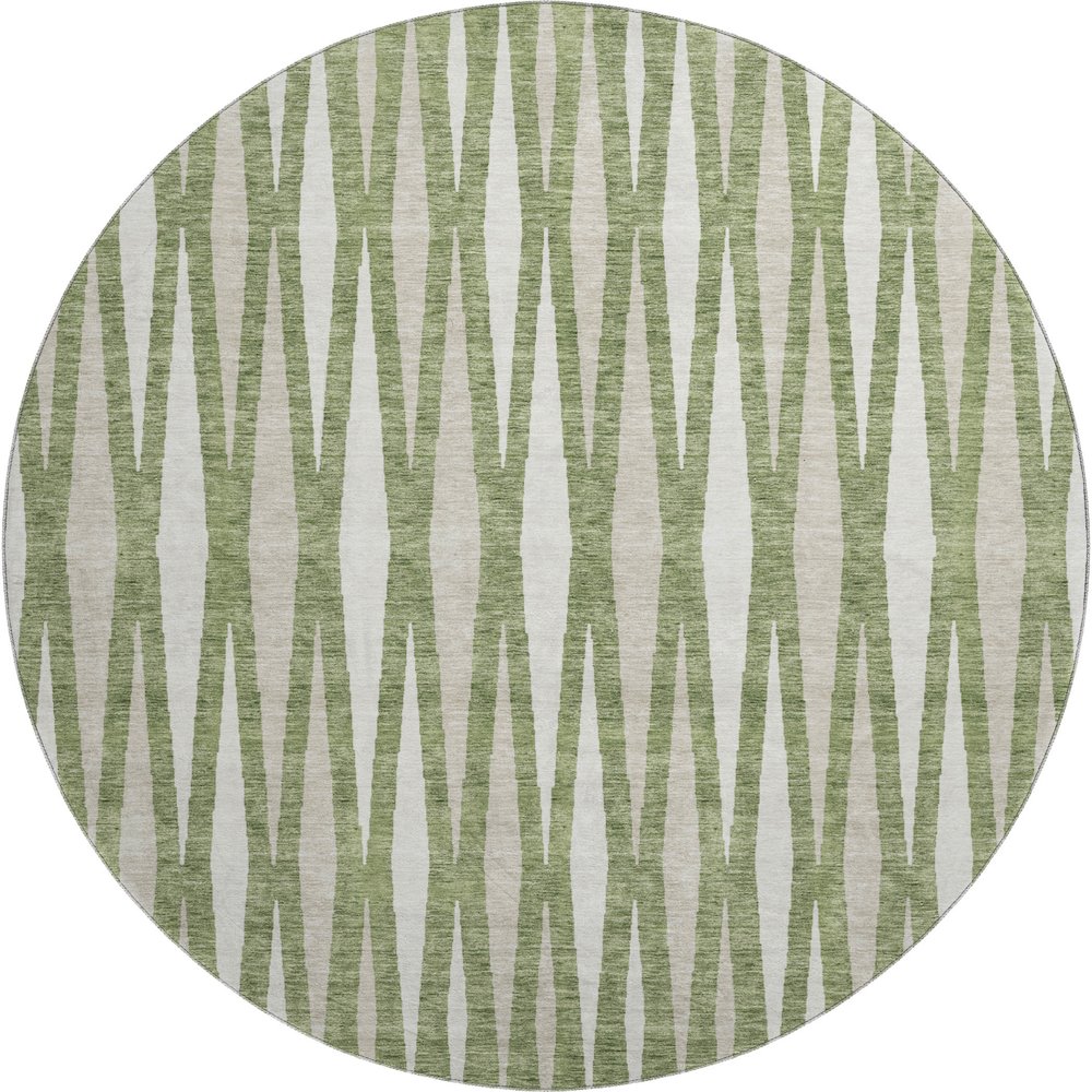 Premium Machine Washable Mayfield AMF881 Green 8' x 8' Round Rug. Picture 1