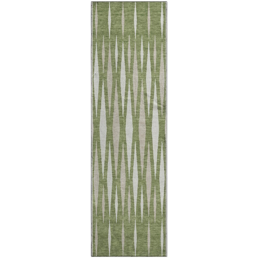 Premium Machine Washable Mayfield AMF881 Green 2'3" x 7'6" Runner Rug. Picture 1