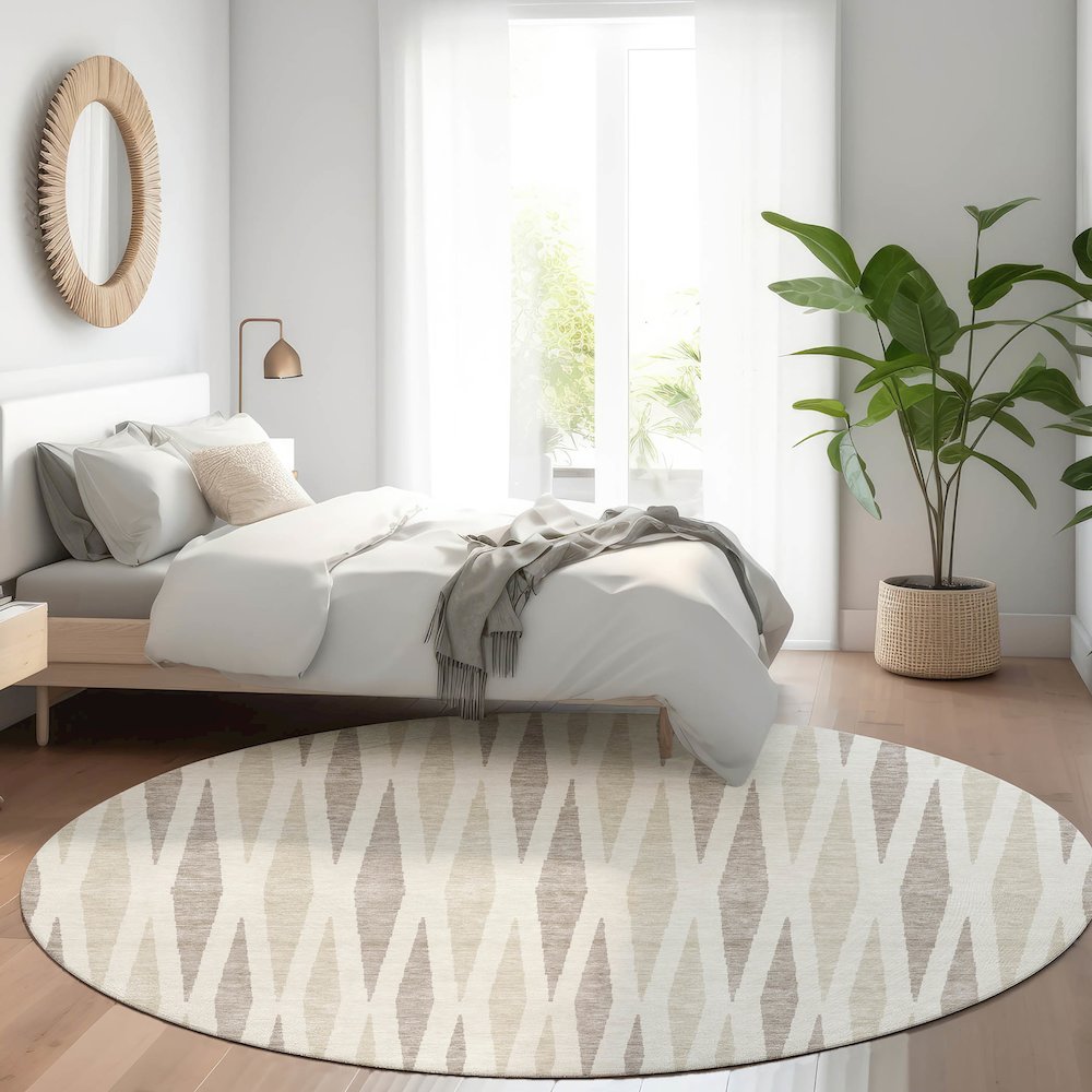 Premium Machine Washable Mayfield AMF881 Ivory 8' x 8' Round Rug. Picture 5