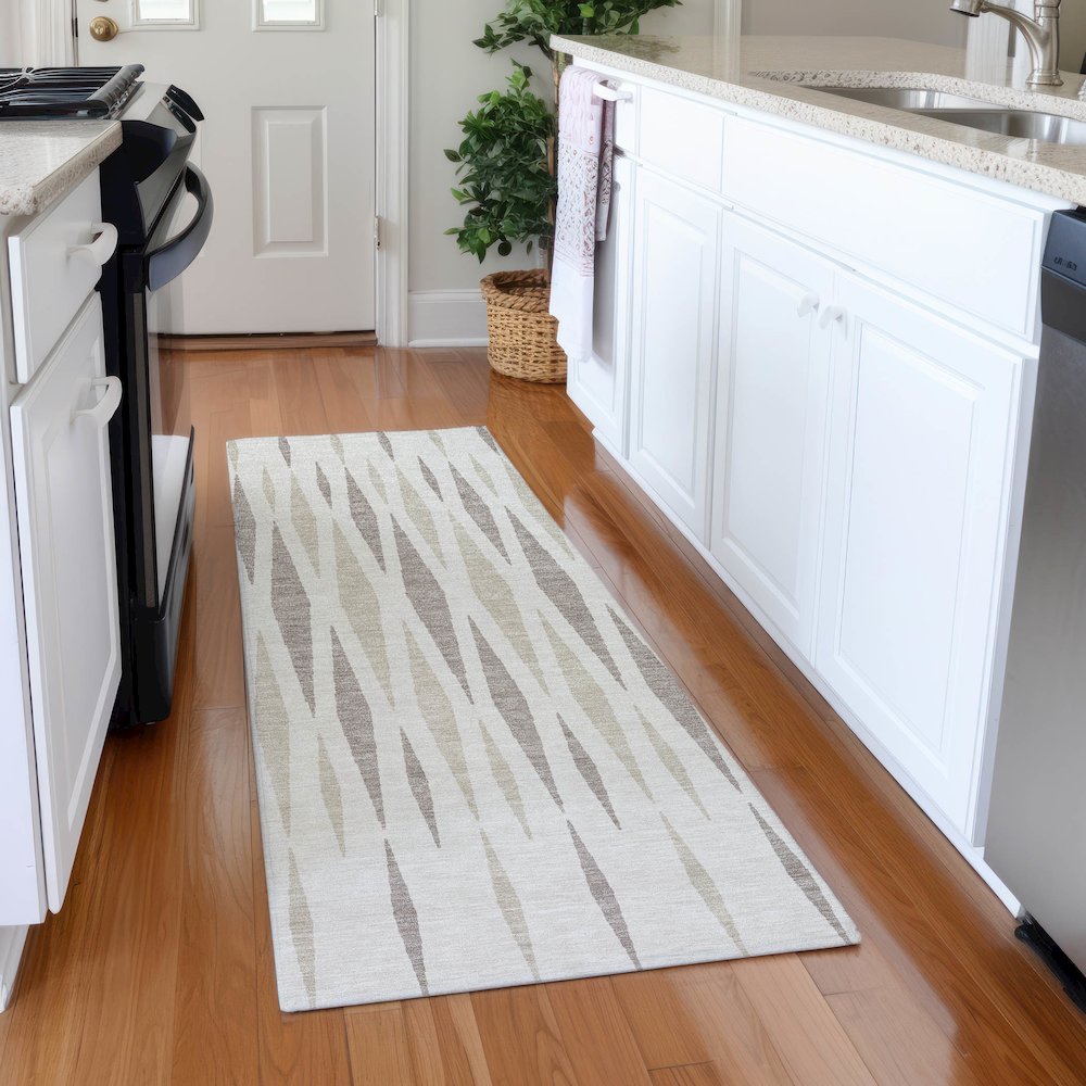 Premium Machine Washable Mayfield AMF881 Ivory 2'3" x 7'6" Runner Rug. Picture 5