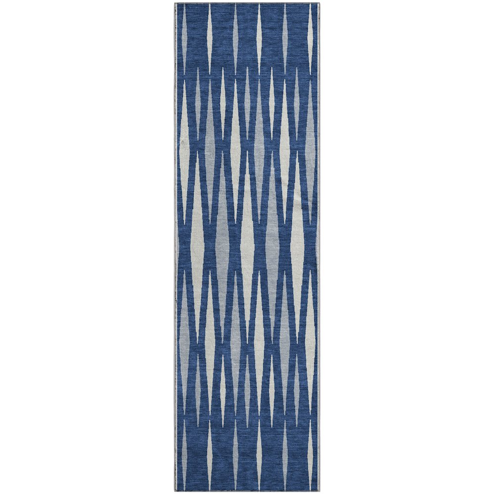 Premium Machine Washable Mayfield AMF881 Navy 2'3" x 7'6" Runner Rug. Picture 1