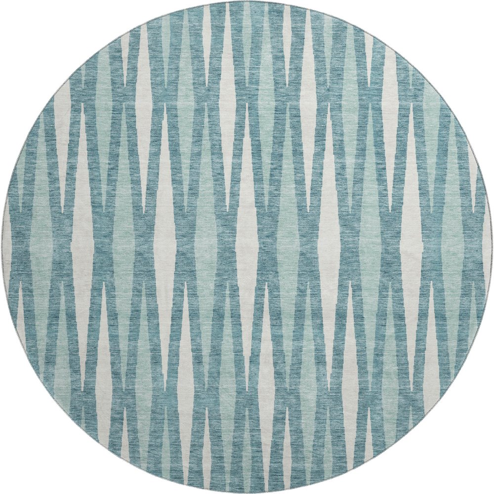 Premium Machine Washable Mayfield AMF881 Teal 8' x 8' Round Rug. Picture 1