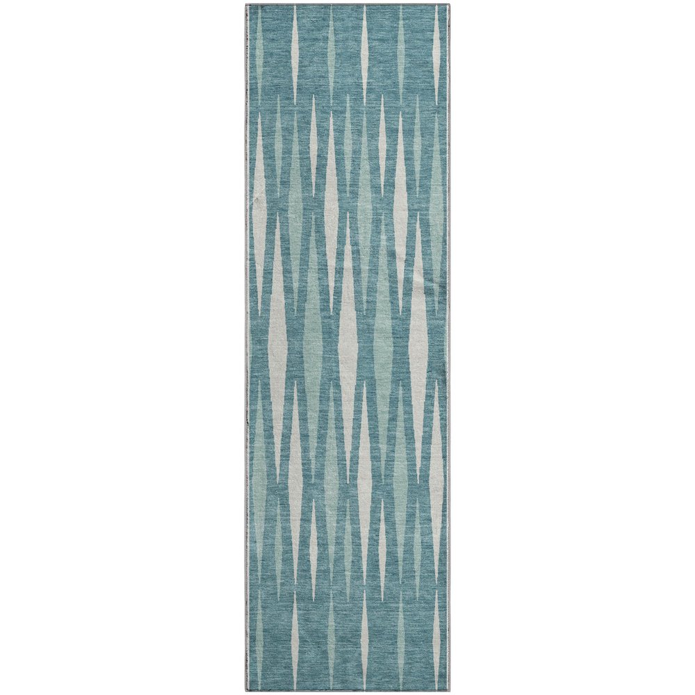 Premium Machine Washable Mayfield AMF881 Teal 2'3" x 7'6" Runner Rug. Picture 1
