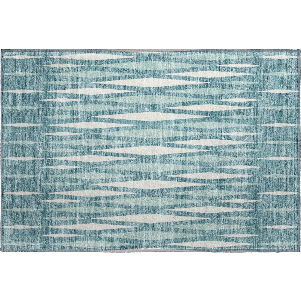 Premium Machine Washable Mayfield AMF881 Teal 1'8" x 2'6" Rug. Picture 1