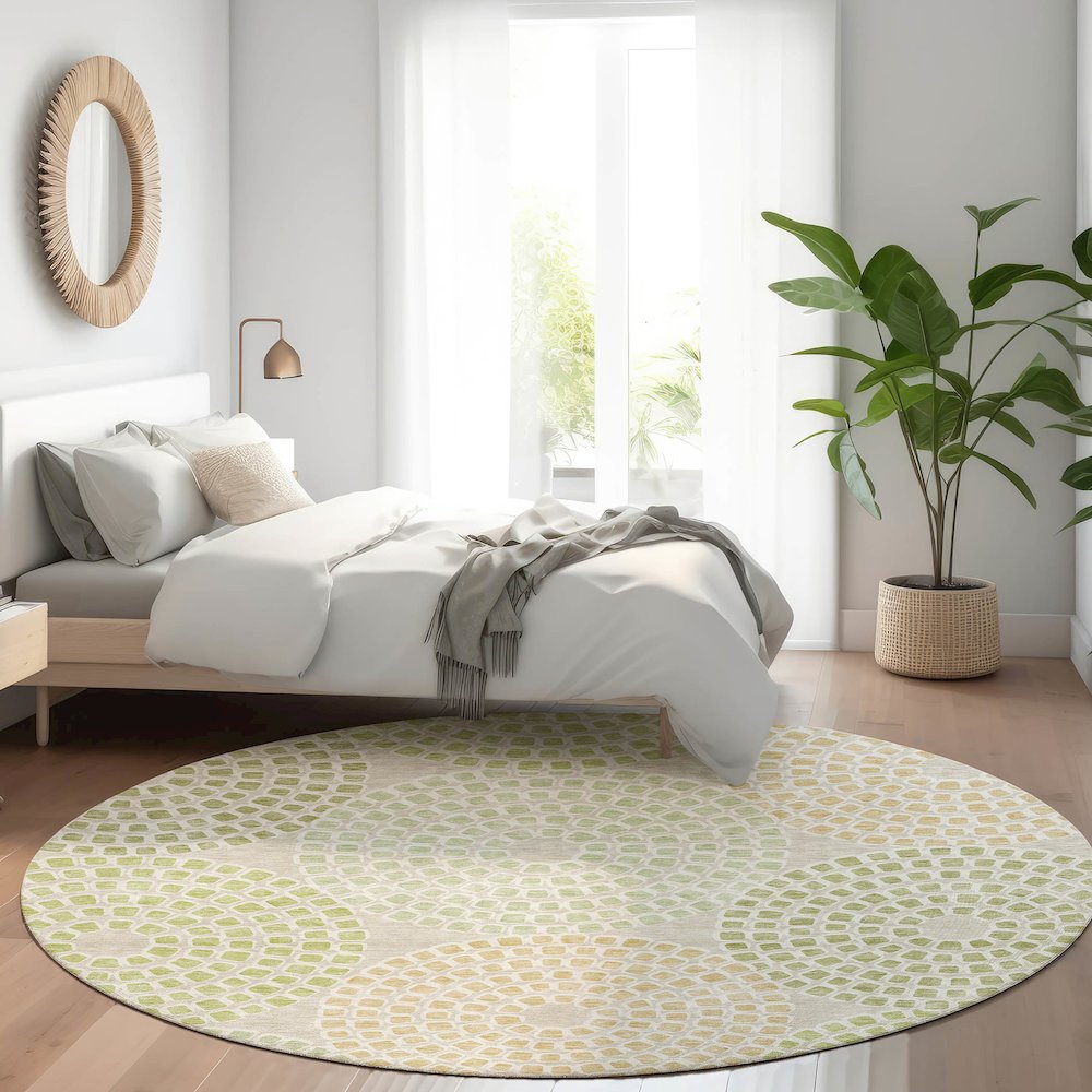 Premium Machine Washable Mayfield AMF882 Aloe 8' x 8' Round Rug. Picture 5