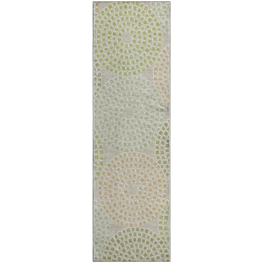Premium Machine Washable Mayfield AMF882 Aloe 2'3" x 7'6" Runner Rug. Picture 1