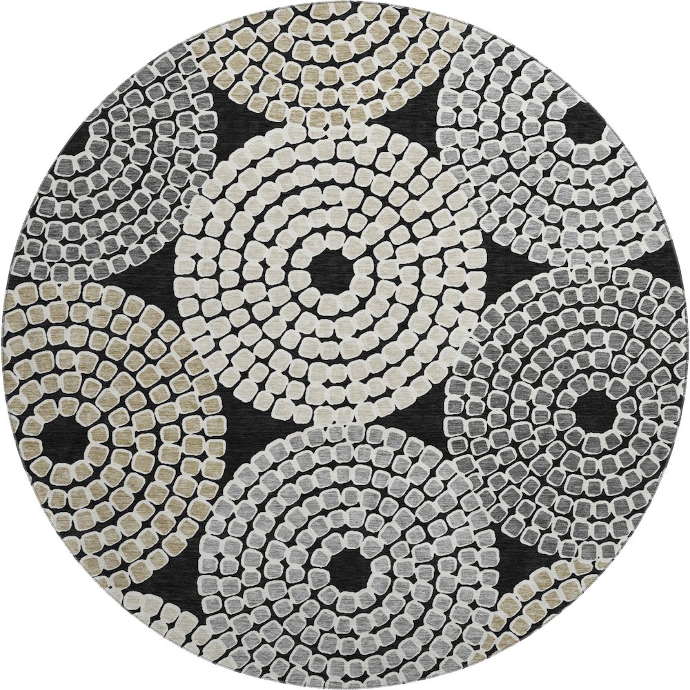 Premium Machine Washable Mayfield AMF882 Black 8' x 8' Round Rug. Picture 1
