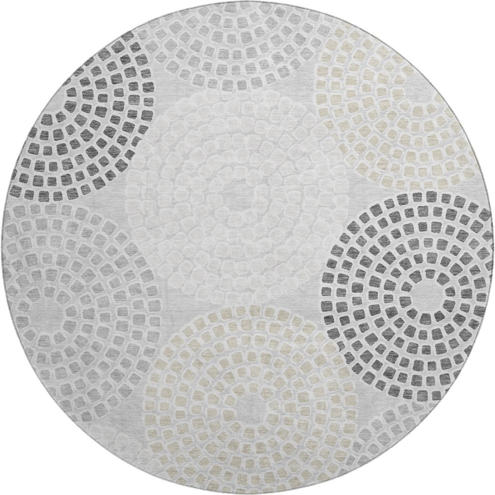Premium Machine Washable Mayfield AMF882 Gray 8' x 8' Round Rug. Picture 1