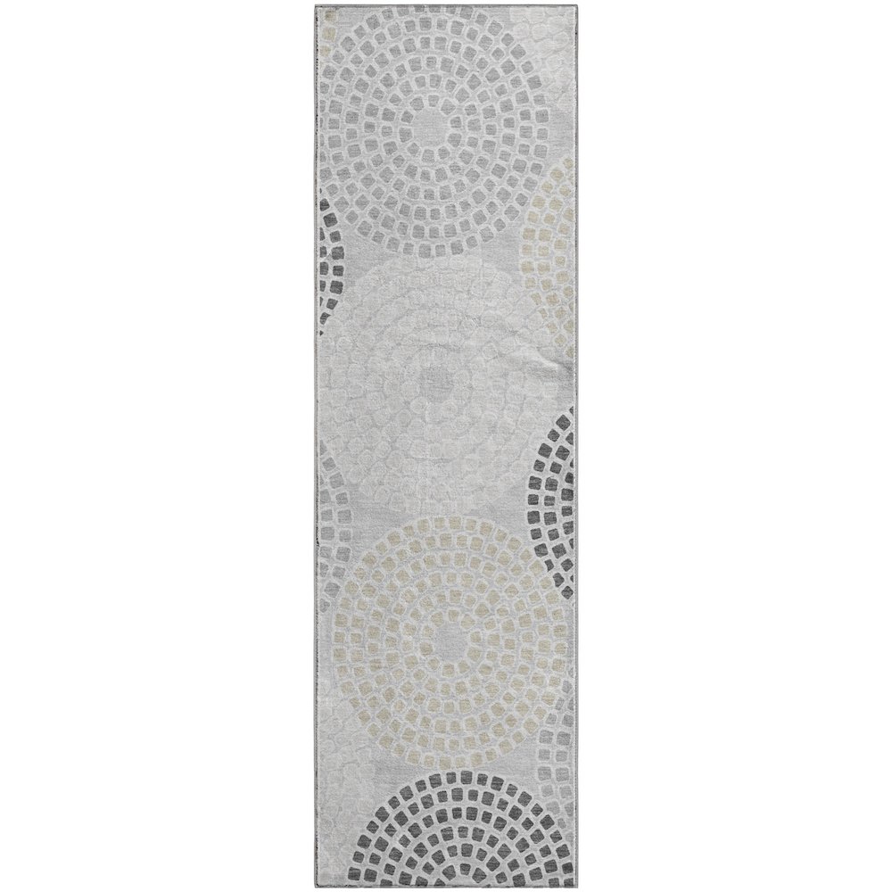 Premium Machine Washable Mayfield AMF882 Gray 2'3" x 7'6" Runner Rug. Picture 1