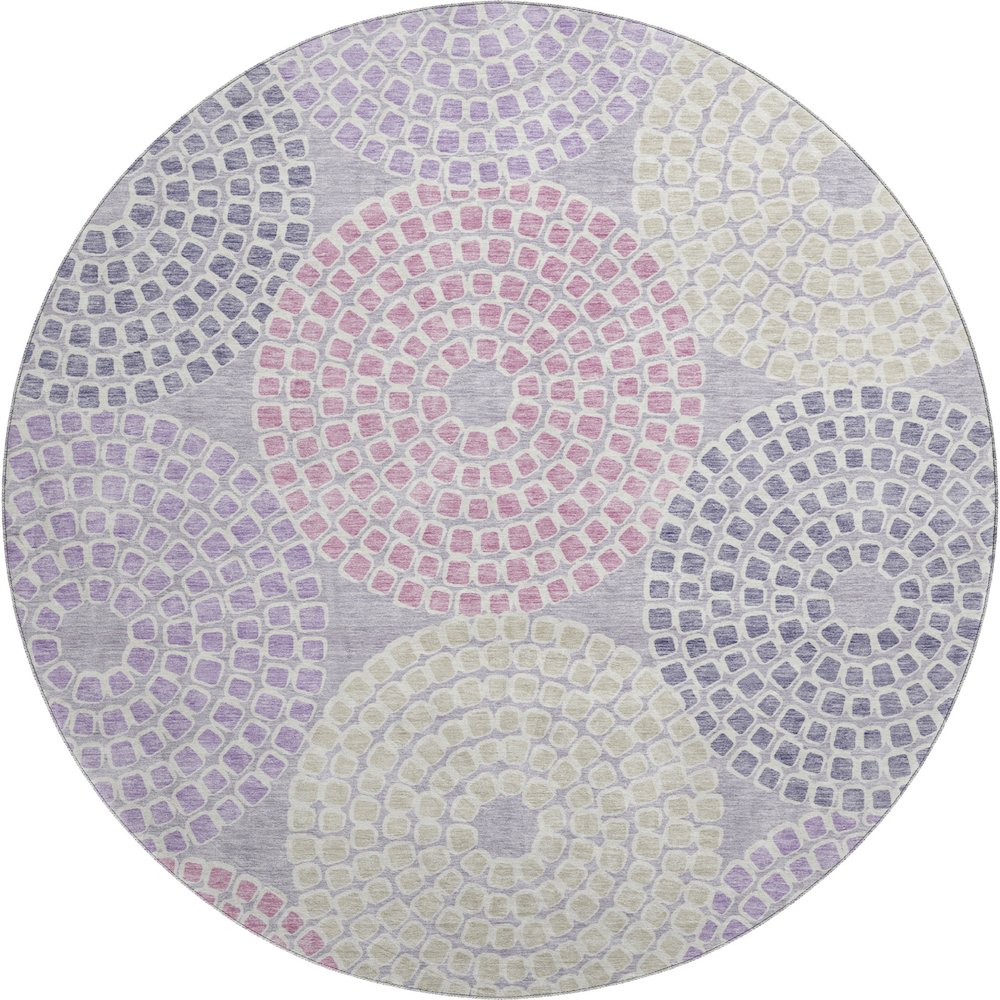 Premium Machine Washable Mayfield AMF882 Lavender 8' x 8' Round Rug. Picture 1